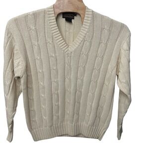 Vintage Eddie Bauer Cable Knit Cream Sweater‎ Size Women's Size X-Large XL